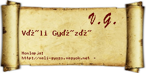Váli Győző névjegykártya